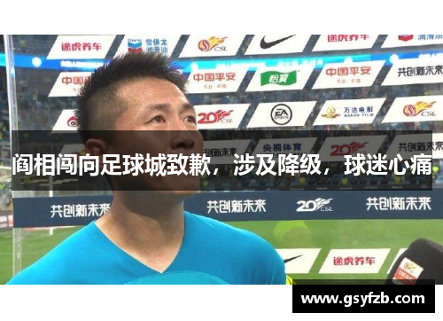 阎相闯向足球城致歉，涉及降级，球迷心痛